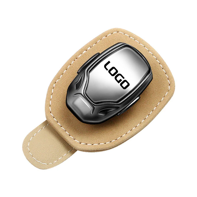 Clip à lunettes multifonctionnel en daim avec le logo de votre voiture
